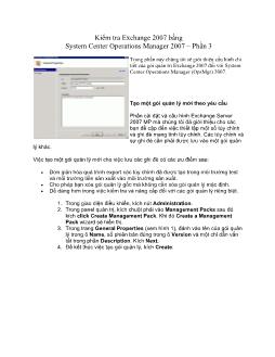 Cấu hình chi tiết của gói quản trị Exchange 2007 đối với System Center Operations Manager (OpsMgr) 2007