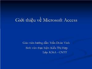 Giáo án Tin - Giới thiệu về Microsoft Access