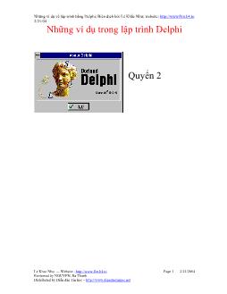 Những ví dụ trong lập trình Delphi - Quyển 2