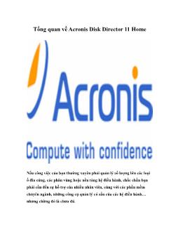 Tổng quan về Acronis Disk Director 11 Home