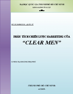 Đề tài Phân tích chiến lược marketing của Clear Men