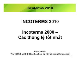 Incoterms 2000 – Các thông lệ tốt nhất