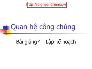 Bài giảng Quan hệ công chúng - Lập kế hoạch