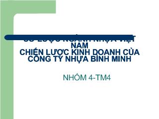 Đề tài Sơ lược ngành nhựa Việt Nam - Chiến lược kinh doanh của công ty nhựa Bình Minh