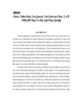 Đề tài Hoàn thiện công tác quản lý tài chính tại công ty cổ phần bê tông và xây lắp công nghiệp