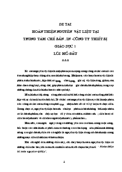 Đề tài Hoàn thiện nguyên vật liệu tại trung tâm chế bản, in -Công ty thiết bị giáo dục 1