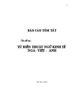 Đề tài Từ điển thuật ngữ kinh tế Nga - Việt - Anh