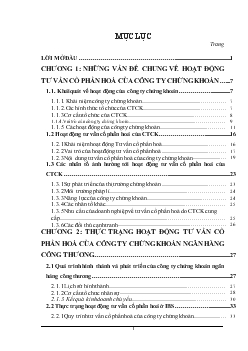 Luận văn Phát triển hoạt động tư vấn cổ phần hoá của công ty chứng khoán Ngân hàng công thương Việt nam