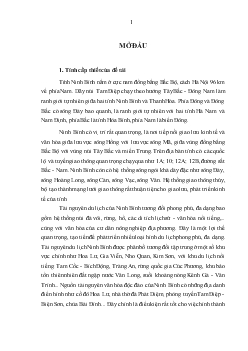 Luận văn Quản lý nhà nước đối với hoạt động du lịch trên địa bàn tỉnh Ninh Bình