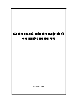 Luận văn Tác động của phát triển công nghiệp đối với nông nghiệp ở tỉnh Vĩnh Phúc