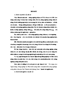 Luận văn Tín dụng của Ngân hàng Nông nghiệp và Phát triển nông thôn với phát triển nông nghiệp, nông thôn ở huyện Núi Thành, tỉnh Quảng Nam