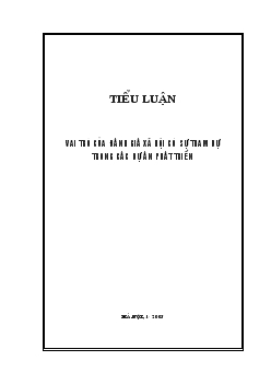 Tiểu luận Vai trò của đánh giá xã hội có sự tham dự trong các dự án phát triển