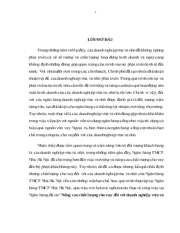 Chuyên đề Nâng cao chất lượng cho vay đối với doanh nghiệp vừa và nhỏ của Ngân hàng thương mại cổ phần Nhà Hà Nội