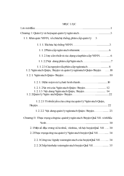 Luận văn Hoàn thiện công tác quản lý ngân sách huyện Quế Võ, tình Bắc Ninh