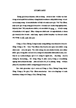 Báo cáo Tổng hợp về tình hình hoạt động của Công ty Giầy Thăng Long
