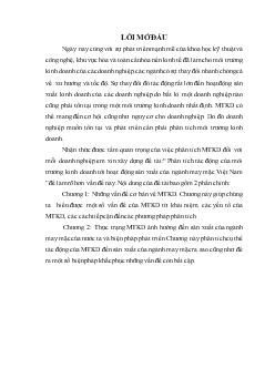 Đề tài Phân tích tác động của môi trường kinh doanh tới hoạt động sản xuất của ngành may mặc Việt Nam