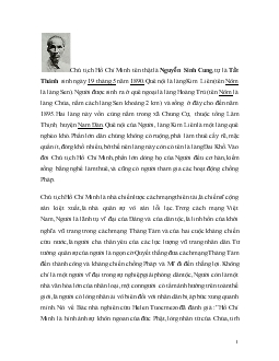 Tiểu luận Cuộc đời Chủ tịch Hồ Chí Minh