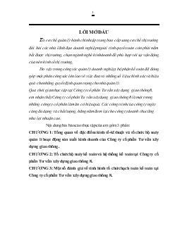 Báo cáo Tổ chức bộ máy kế toán và hệ thống kế toán tại Công ty cổ phần Tư vấn xây dựng giao thông 8