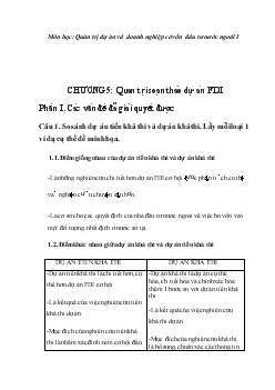 Câu hỏi Quản trị soạn thảo dự án FDI