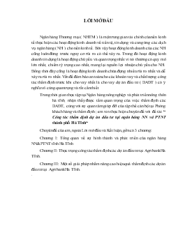 Chuyên đề Công tác thẩm định dự án đầu tư tại ngân hàng nông nghiệp và phát triển nông thôn thành phố Hà Tĩnh