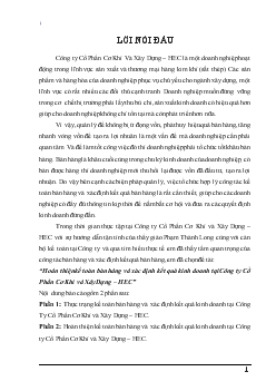 Chuyên đề Hoàn thiện kế toán bán hàng và xác định kết quả kinh doanh tại Công ty Cổ Phần Cơ Khí và Xây Dựng – HEC