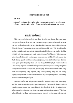 Chuyên đề Một số giải pháp thúc đẩy hoạt động xuất khẩu tại công ty cổ phần dệt công nghiệp Hà Nội - Haicatex