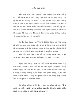 Đề tài Đổi mới cở chế, chính sách nhằm khuyến khính phát triển kinh tế tư nhân ở Việt Nam hiện nay