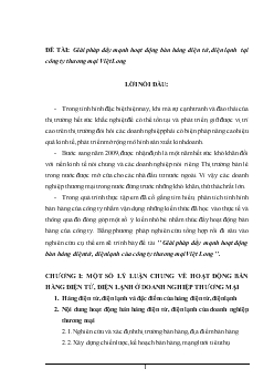 Đề tài Giải pháp đẩy mạnh hoạt động bán hàng điện tử, điện lạnh tại công ty thương mại Việt Long