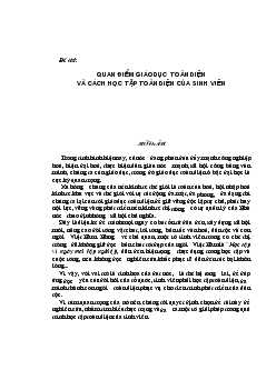 Đề tài Quan điểm giáo dục toàn diện và cách học tập toàn diện của sinh viên