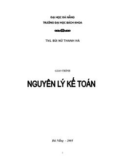 Giáo trình Nguyên lý kế toán - Đại học bách khoa Đà Nẵng