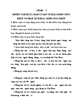 Luận văn Hoàn thiện nội dung phân tích tình hình và hiệu quả xuất khẩu tại công ty xuất nhập khẩu Hà Nội