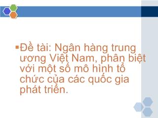 Tiểu luận Ngân hàng trung ương Việt Nam, phân biệt với một số mô hình tổ chức của các quốc gia phát triển