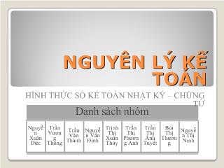 Tiểu luận Nguyên lý kế toán - Hình thức sổ kế toán nhật ký - chứng từ