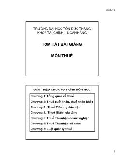 Tóm tắt bài giảng môn thuế