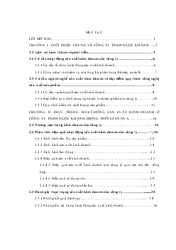 Chuyên đề Giải pháp thúc đẩy hoạt động sản xuất kinh doanh ở công ty TNHH Ngọc Khánh