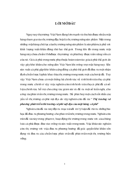 Đề tài Thị trường và phướng phát triển thì trường cà phê nội địa của mặt hàng cà phê