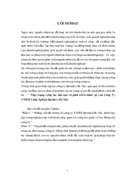 Khóa luận Thực trạng công tác đào tạo và phát triển nhân sự của Công Ty TNHH Công Nghiệp Spindex Hà Nội