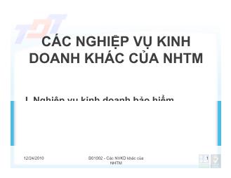 Bài giảng Các nghiệp vụ kinh doanh khác của ngân hàng thương mại