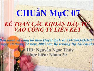 Bài giảng Chuẩn mực 7 - Kế toán các khoản đầu tư vào công ty liên kết