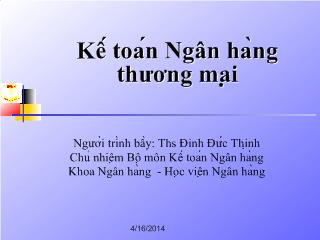 Bài giảng Kế toán Ngân hàng thương mại - Phương thức chuyển tiền