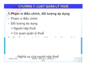 Bài giảng Luật quản trị thuế