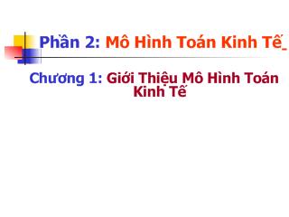 Bài giảng Mô hình toán kinh tế