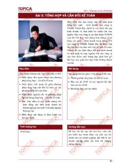 Bài giảng Nguyên lý kế toán - Tổng hợp và cân đối kế toán