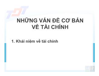 Bài giảng Những vấn đề cơ bản về tài chính