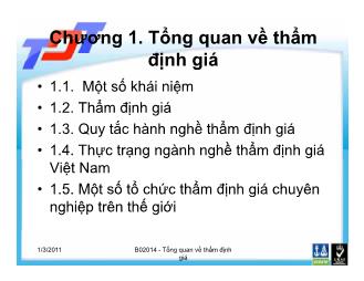 Bài giảng Tổng quan về thẩm định giá