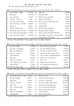 Bài tập môn nguyên lý kế toán
