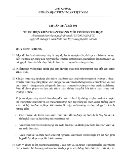 Chuẩn mực số 401 - Thực hiện kiểm toán trong môi trường tin học