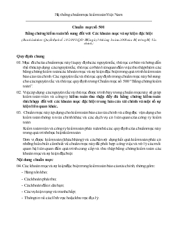 Chuẩn mực số 501 - Bằng chứng kiểm toán bổ sung đối với Các khoản mục và sự kiện đặc biệt