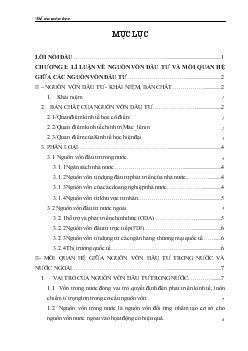 Đề án Những giải pháp nhằm thu hút và sử dụng hiệu quả nguồn vốn đầu tư ở Việt Nam