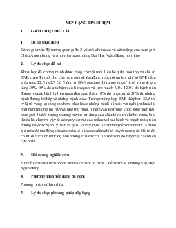 Đề tài Đánh giá mức độ tương quan giữa 2 yếu tố chiều cao và cân nặng của nam giới Châu Á nói chung và sinh viên nam trường Đại Học Ngân Hàng nói riêng